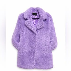 New Look Lavender Faux Fur Coat | Plush Teddy Jacket | Size M